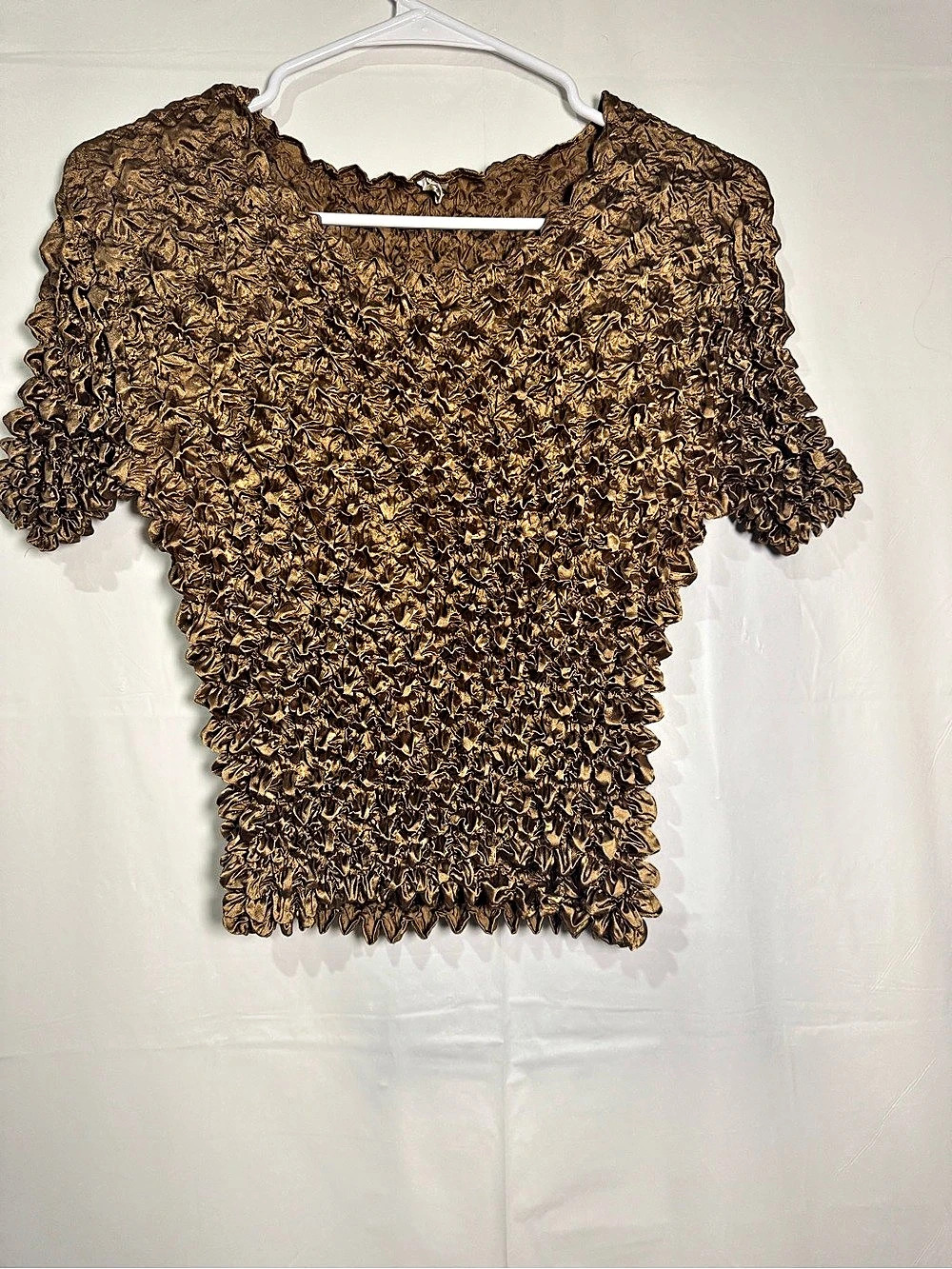 F.C. Brown Textured Short Sleeve Top